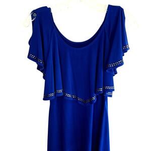GUESS Small Blue Ruffle Women's Open Sleeve Sun Dress Miss Size 4 6 S